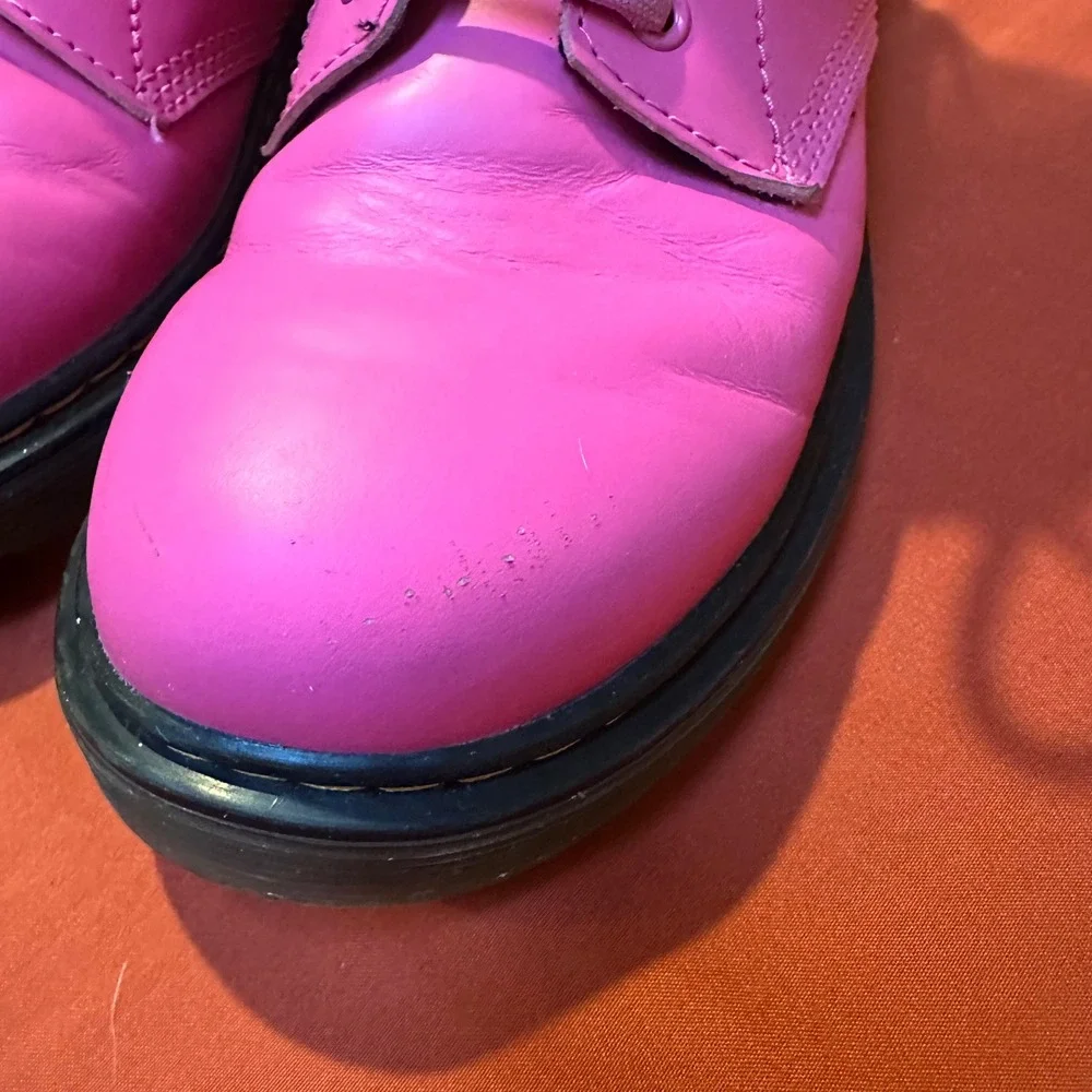Dr. Martens Pink Leather Ankle Boots Kids Girls Youth Zip Up Lace Up‎
